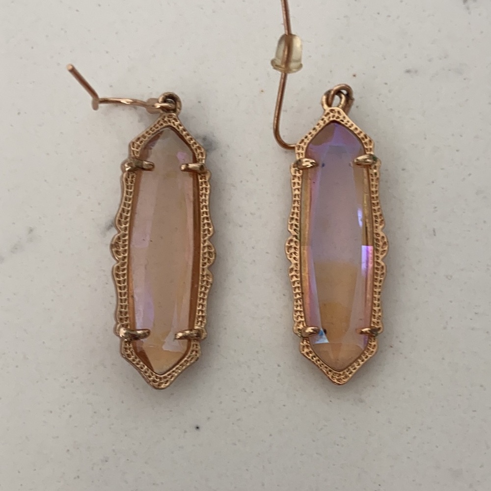 Kendra Scott earrings iridescent and rose gold